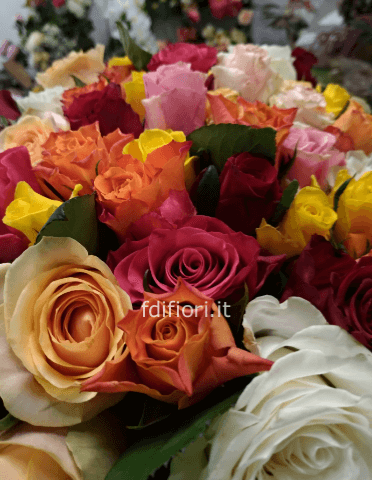 Bouquet di rose colori assortiti.